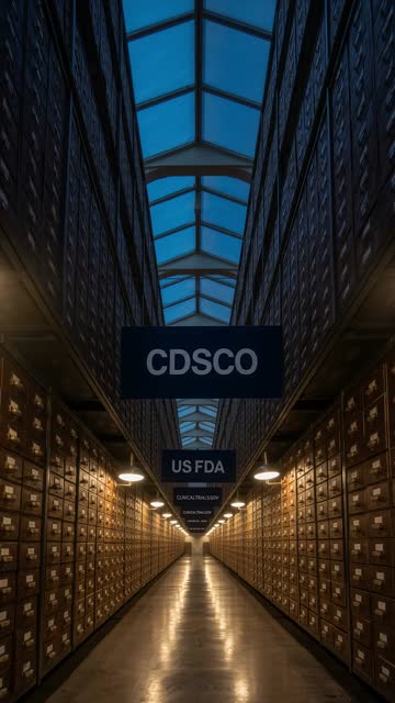 An archive aisle with the CDSCO and US FDA signs