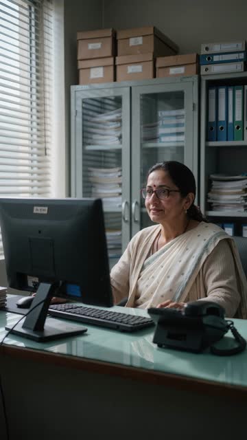 A hospital purchase officer at her desk